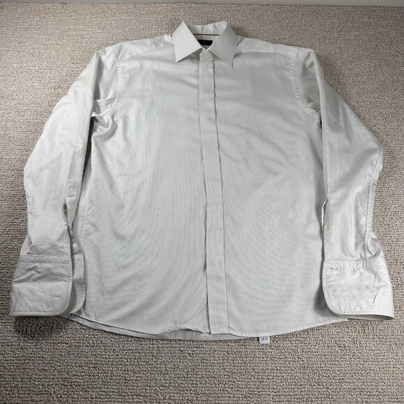 Eton Ganghester Striped Dress Shirt White Men’s Size 16.5 - Picture 1 of 7